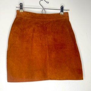 VINTAGE: Brown Leather Mini Skirt